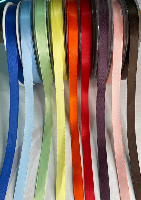 Beautiful quality German made, 10mm double sided quality satin ribbon. Ideal for bows and great to glue over various card and paper varieties.