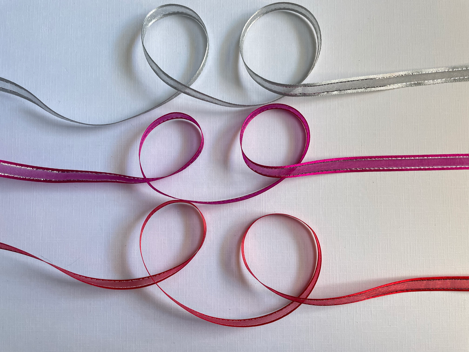 Organza Ribbon - Satin Edge/Silver Thread 10mm (5 metres)