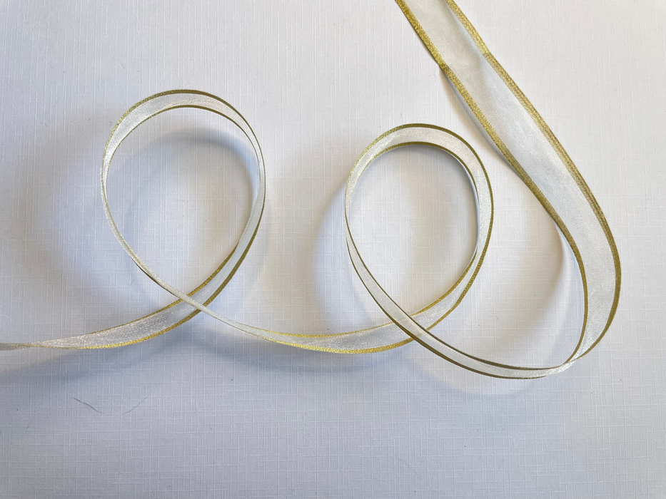 Organza Ribbon 16mm - Gold Edge (5 metres)