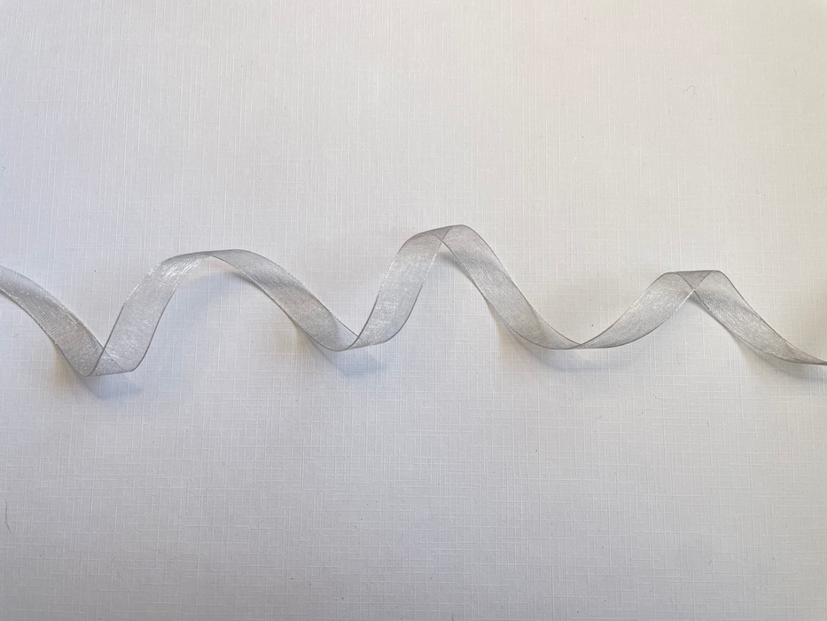 Organza Ribbon with Woven Edge - Silver 10mm (5 metres)