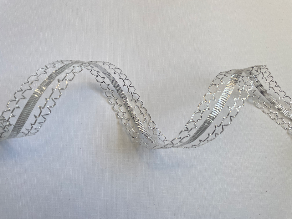 Silver Lace Ribbon - 25mm (5 metres)