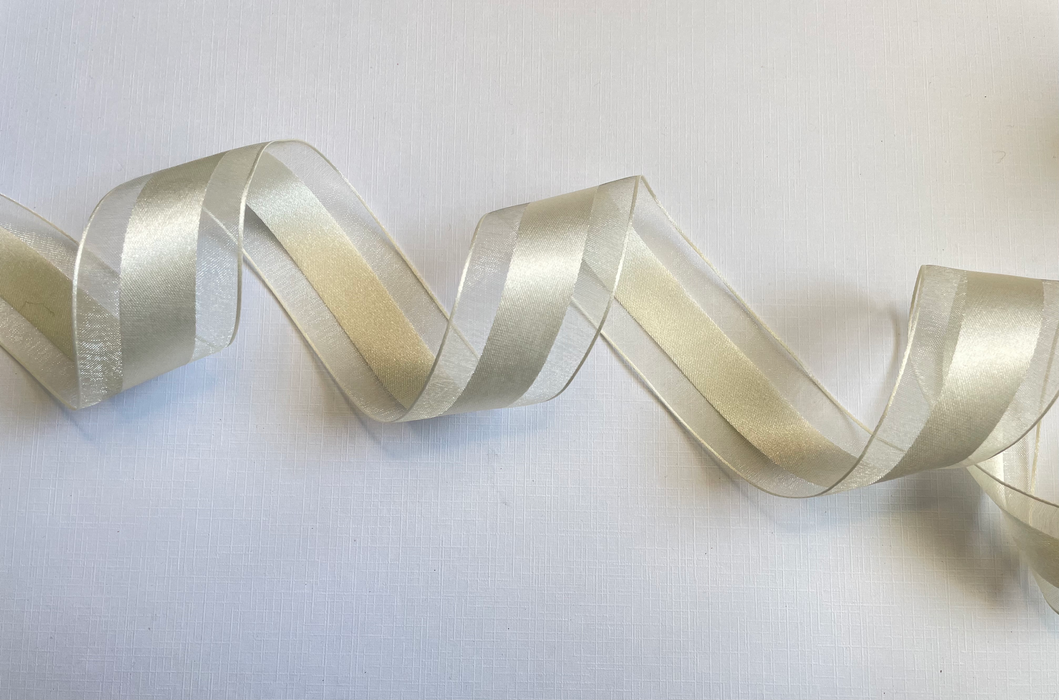 Organza & Satin Ribbon - 40mm Ivory (5 metres)