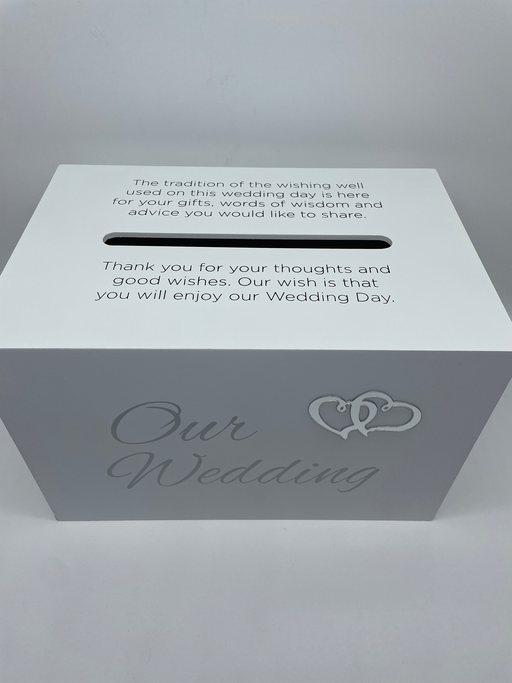 Beautiful study timber wishing well is perfect for your guests to leave cards or thoughts on your wedding day.